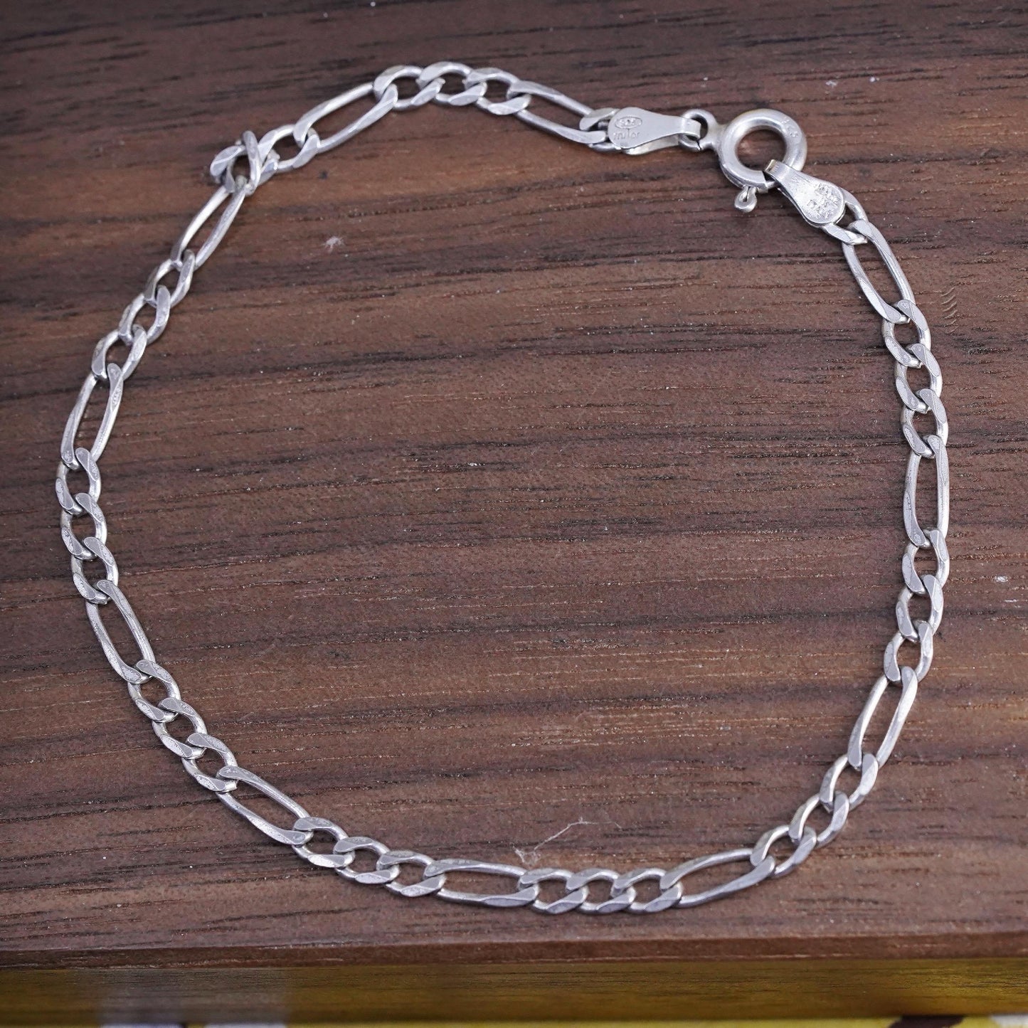 7.25", vintage Italian Milor Sterling silver bracelet, 925 figaro link chain