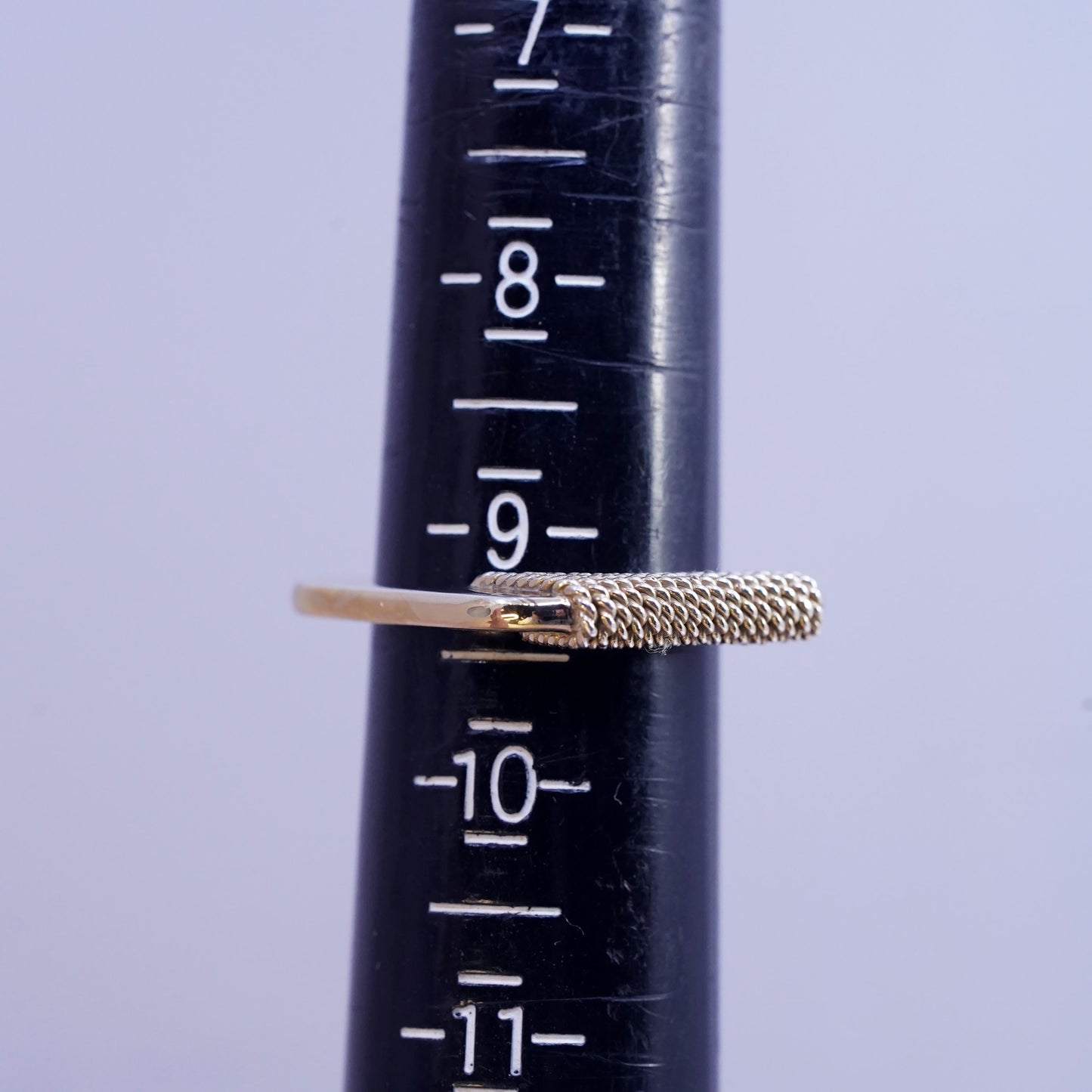 Size 9.25, VTG gold plated sterling silver ring, statement cable stackable band