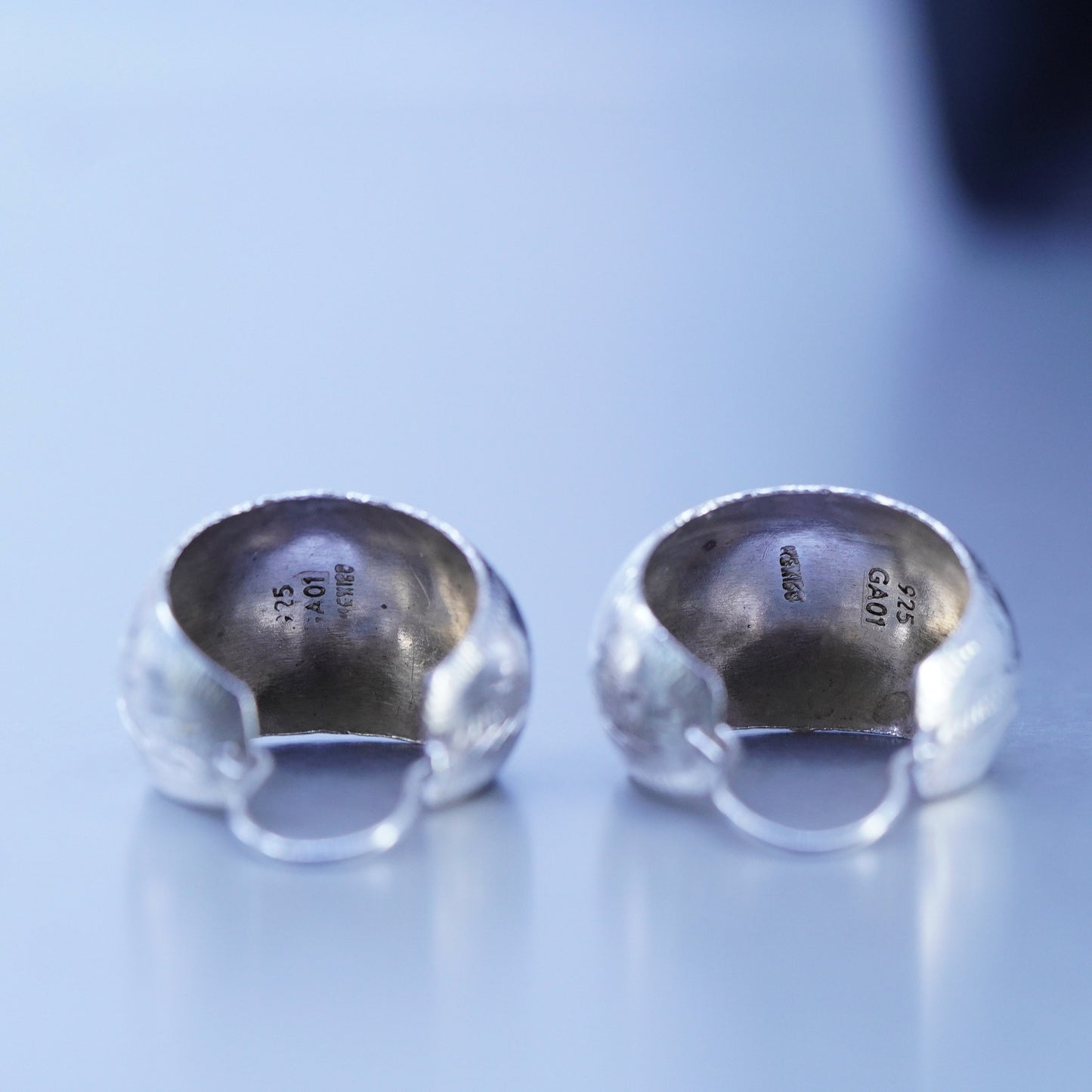 1.5”, vintage Sterling silver handmade earrings, 925 simple oval hoops