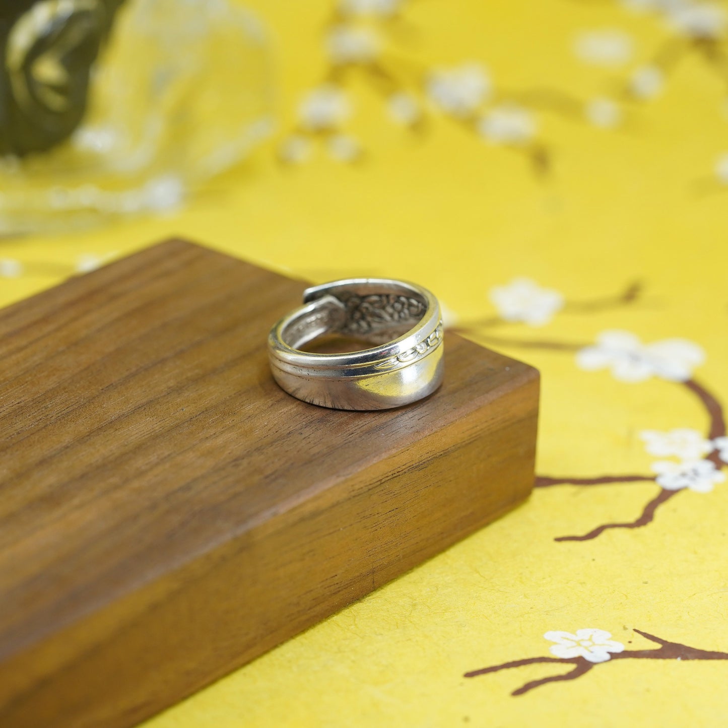 Size 10, vintage Sterling 925 silver handmade band, Sterling spoon ring