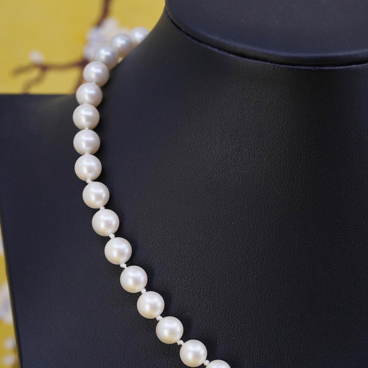 16", VTG Sterling silver necklace, 925 tag pendant 7mm freshwater pearl beads