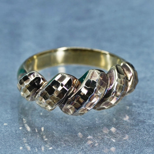 Size 7, vtg Italian Itaor vermeil gold filled Sterling 925 silver textured ring