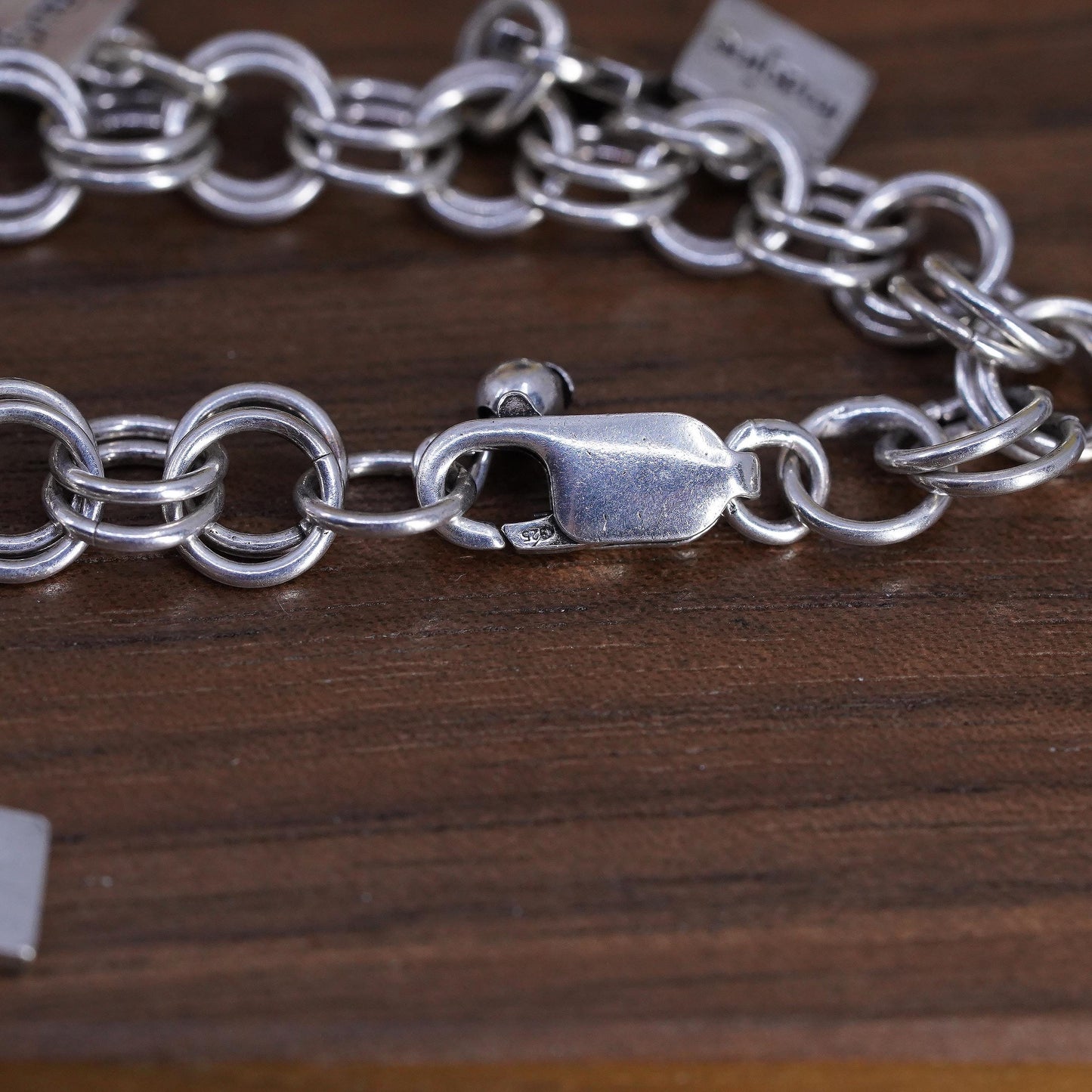 7.25" 925 Sterling Silver Charm Bracelet, Believe Live Laugh Love Quote Chain