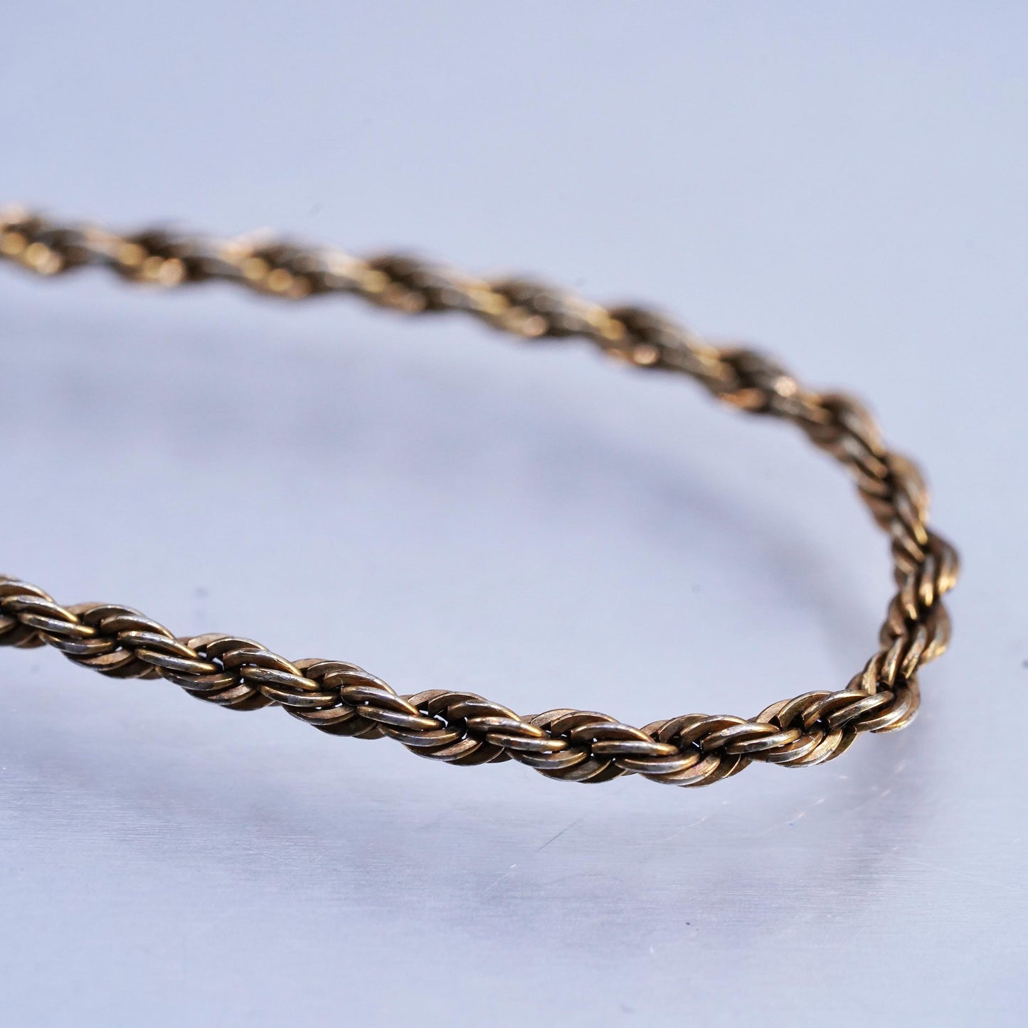 18" USA Danecraft vermeil gold over Sterling 925 silver rope chain necklace
