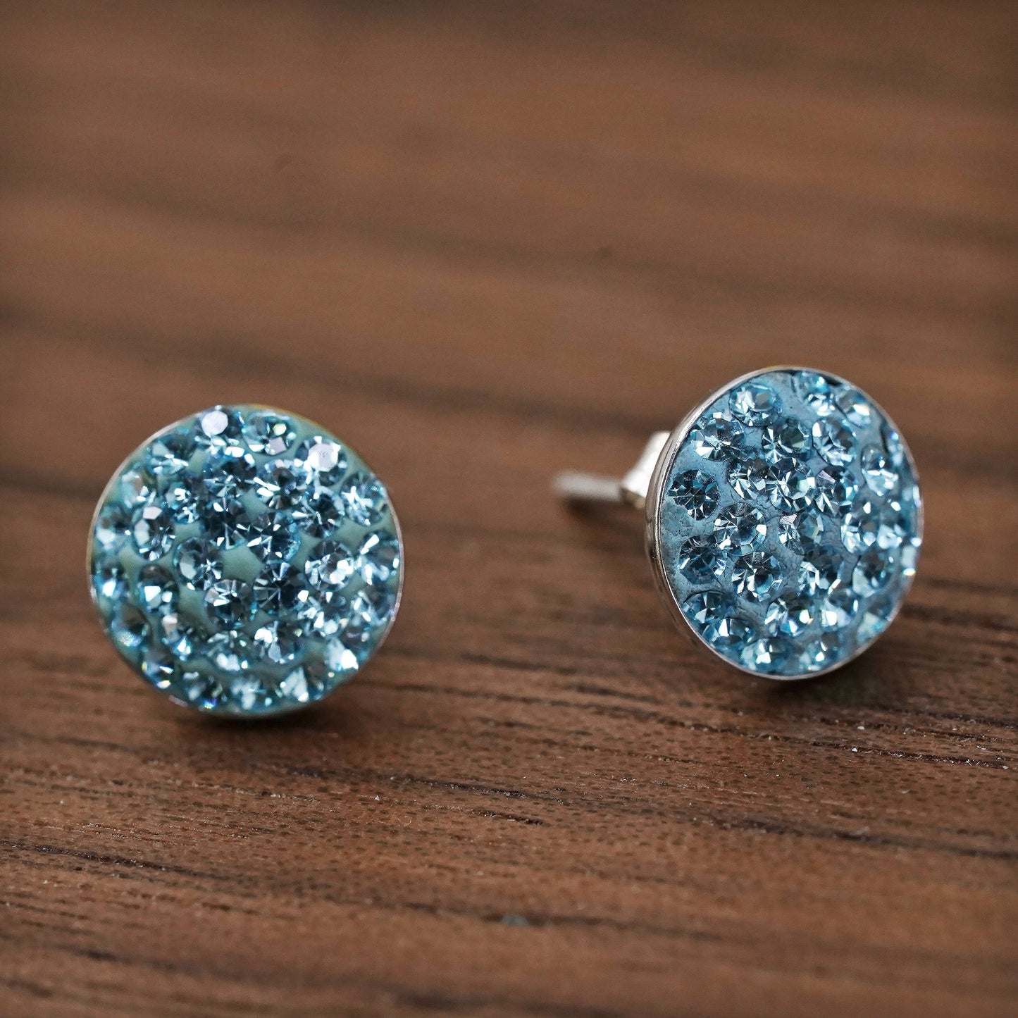 Vintage Sterling silver handmade earrings, 925 snowflake studs with cz
