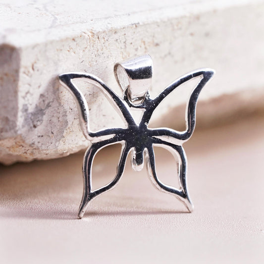 Sterling silver handmade pendant, solid 925 silver butterfly charm
