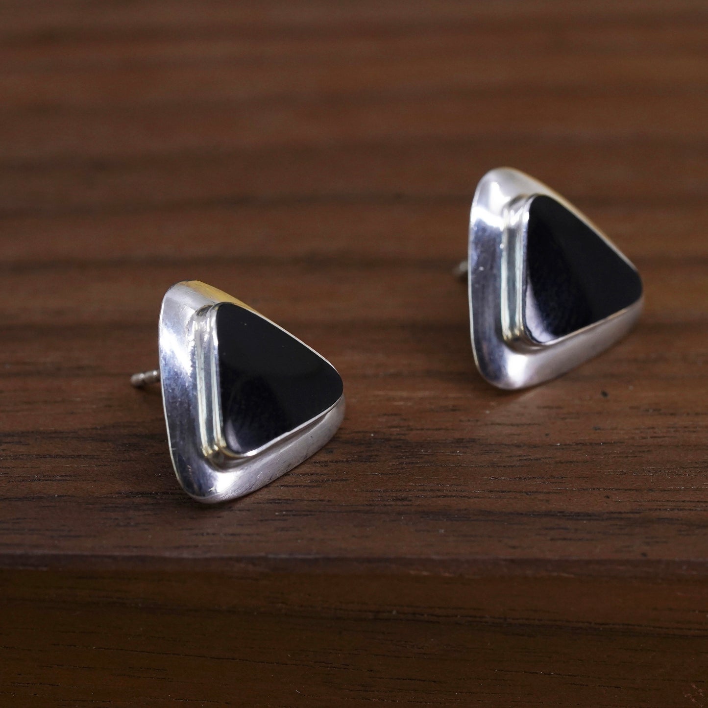 Jewelry Marked Cid (clyde Duneier) sterling 925 Silver onyx studs earrings