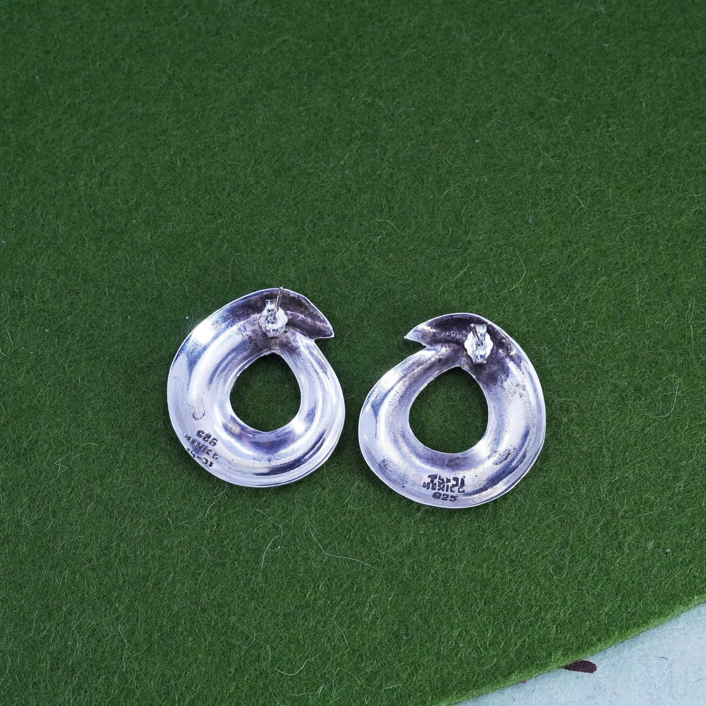 Vintage modern Sterling silver handmade earrings, southwestern 925 studs