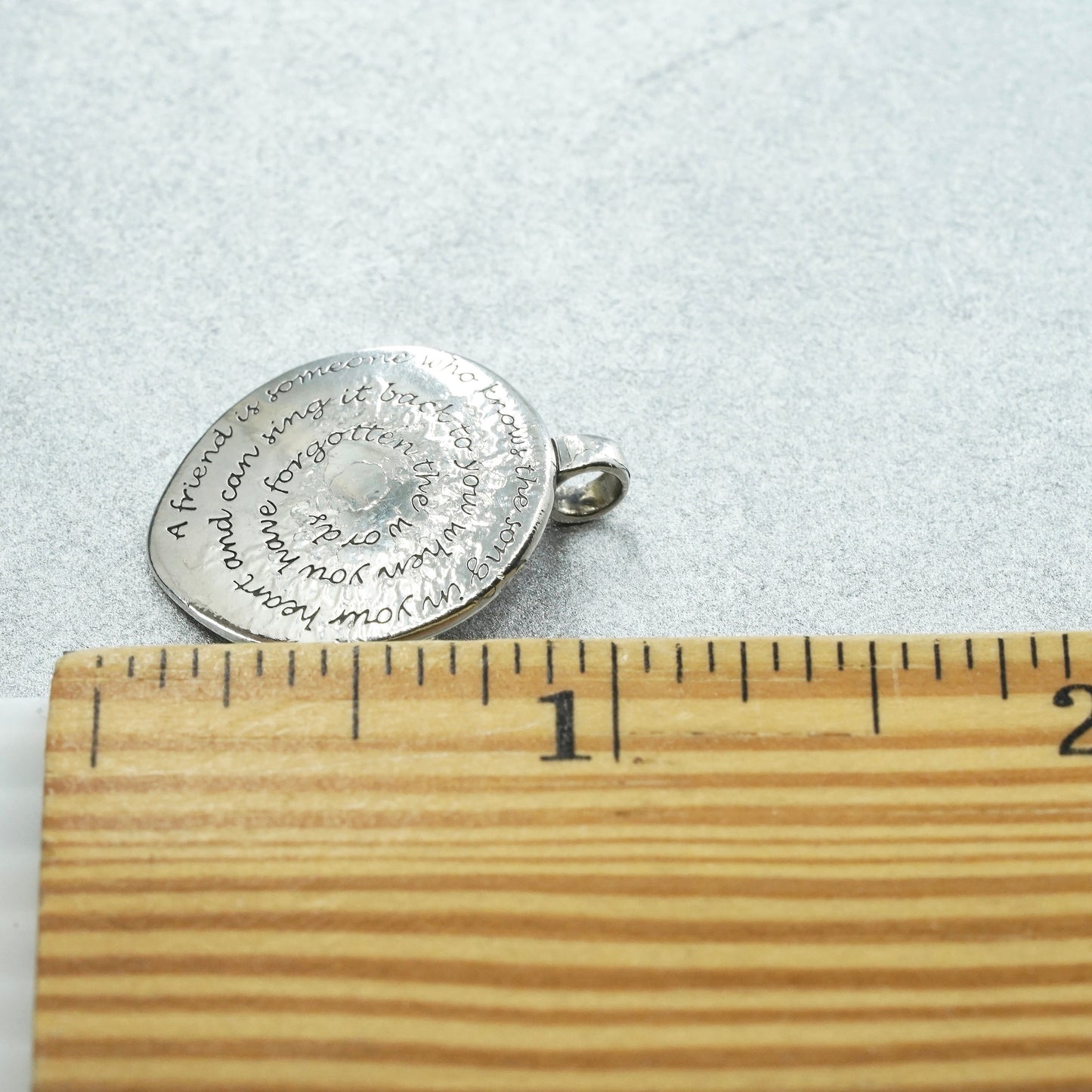 Vintage Sterling silver charm, 925 disc “a friend is who knows song in heart
