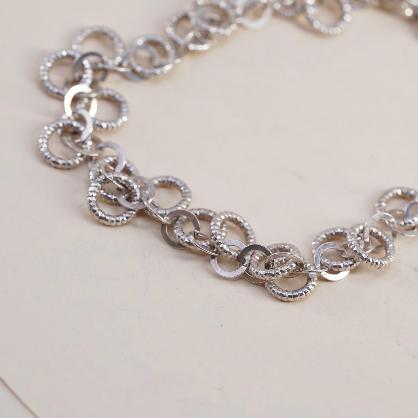 7.25", Vintage Italian Dyadema sterling 925 silver multi circle charm bracelet