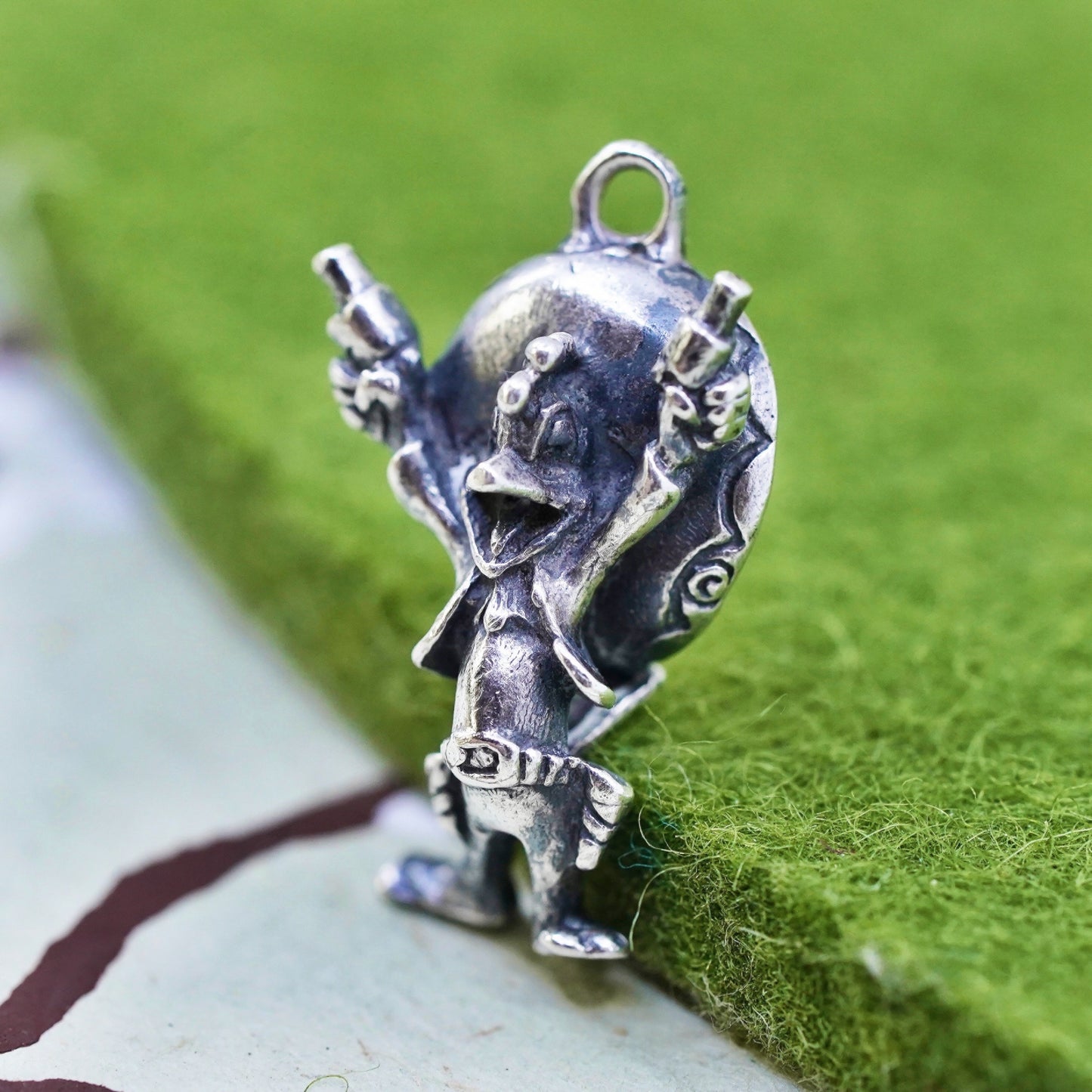 Vintage Sterling silver handmade pendant, 925 Yosemite Sam bird charm