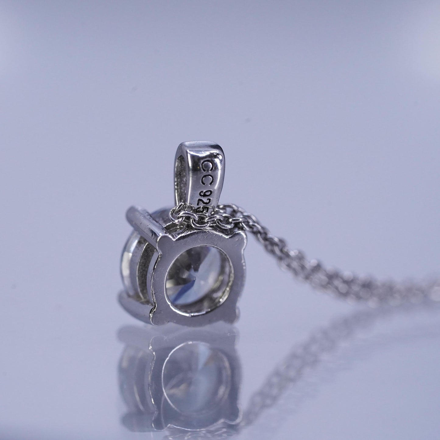 16+2”, Sterling 925 silver handmade circle necklace with cz heart beat pendant
