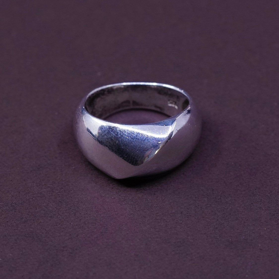 sz 8, vtg Sterling silver handmade ring, 925 ribbed band