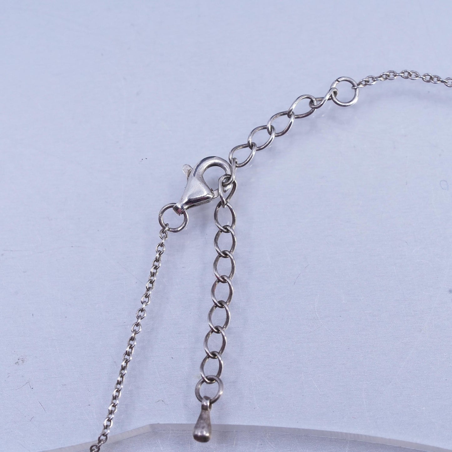 16+2”, Sterling 925 silver circle pendant necklace with circle pendant and Cz