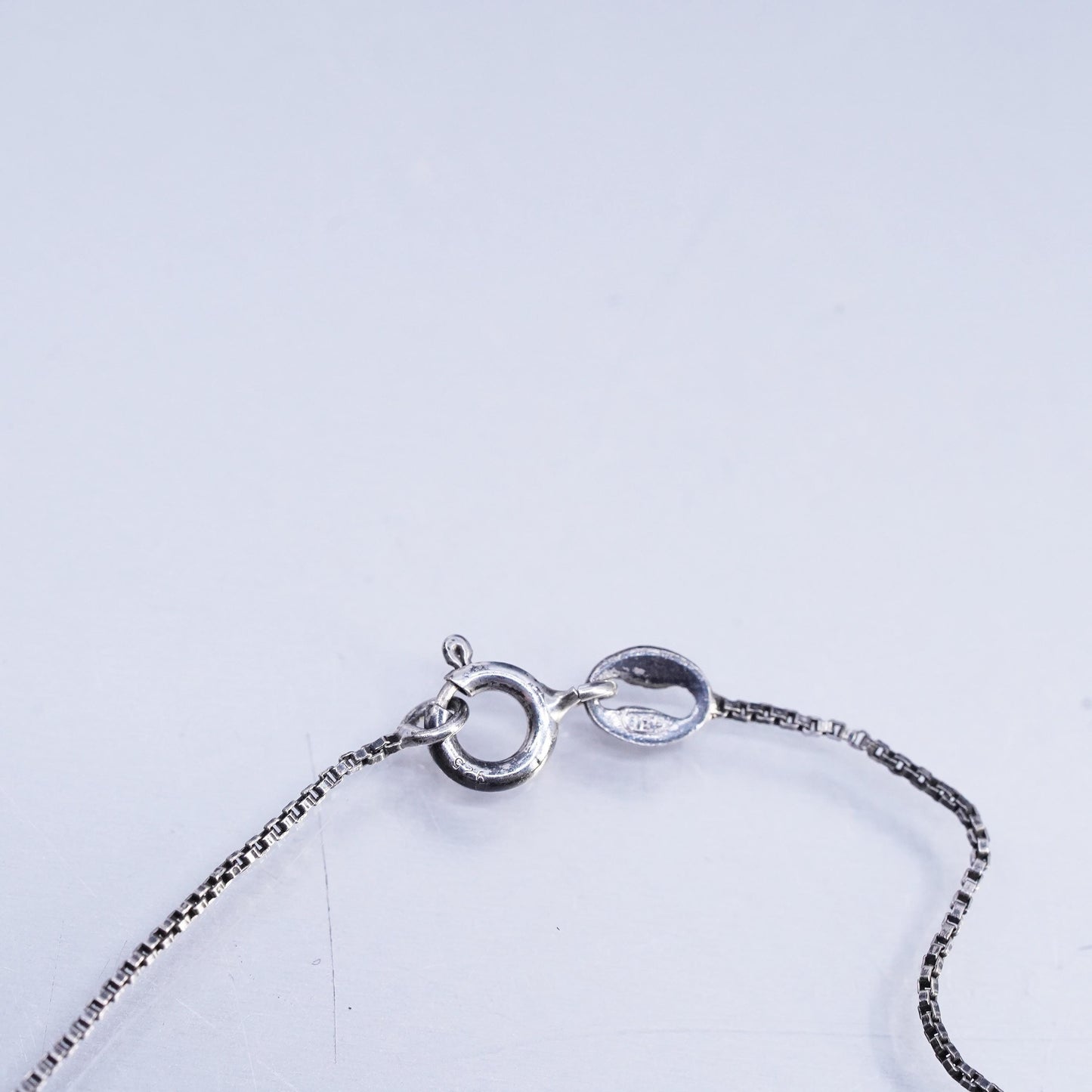 21", vintage Sterling 925 silver handmade box chain necklace red Onyx pendant