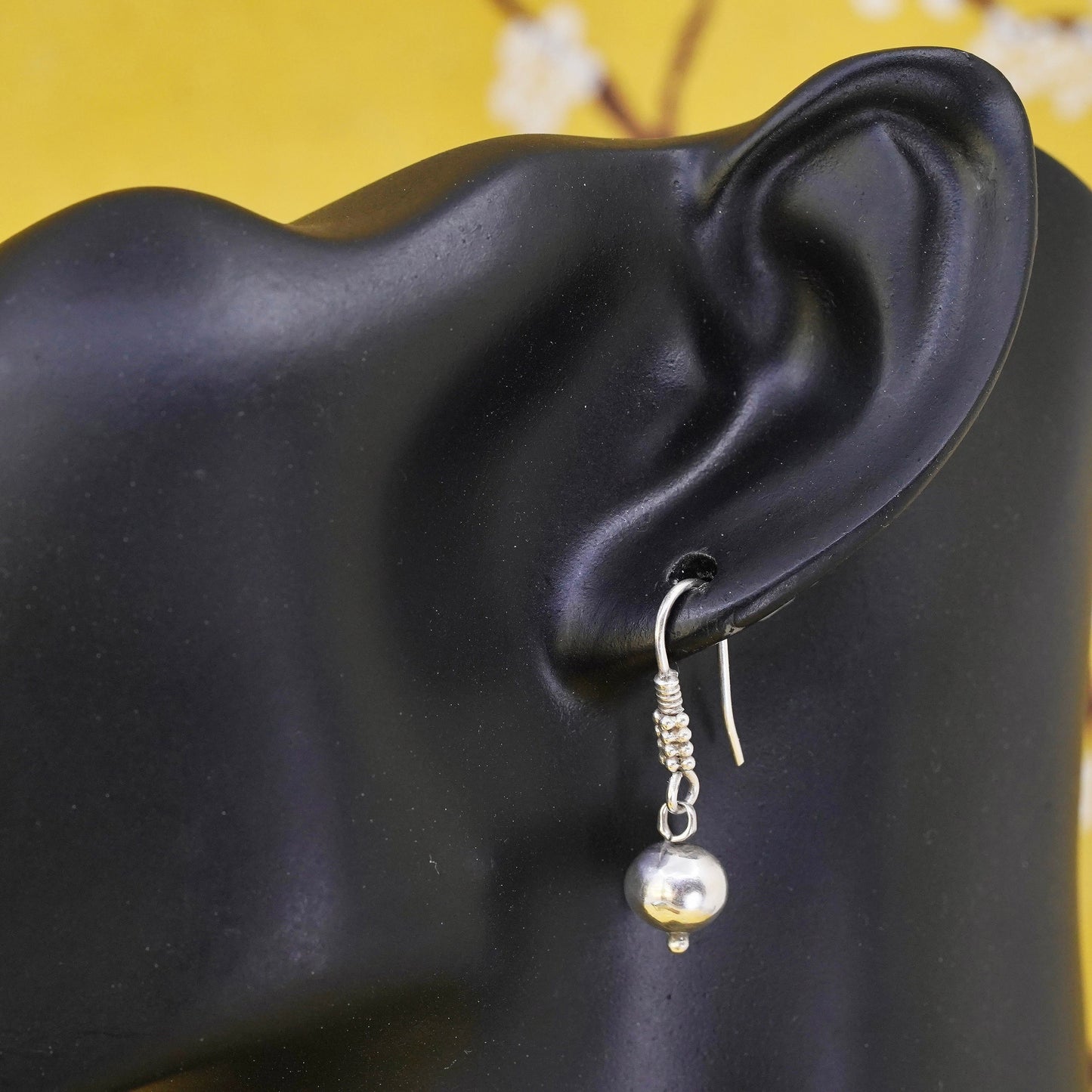 Vintage Sterling silver handmade earrings, 925 beads drops