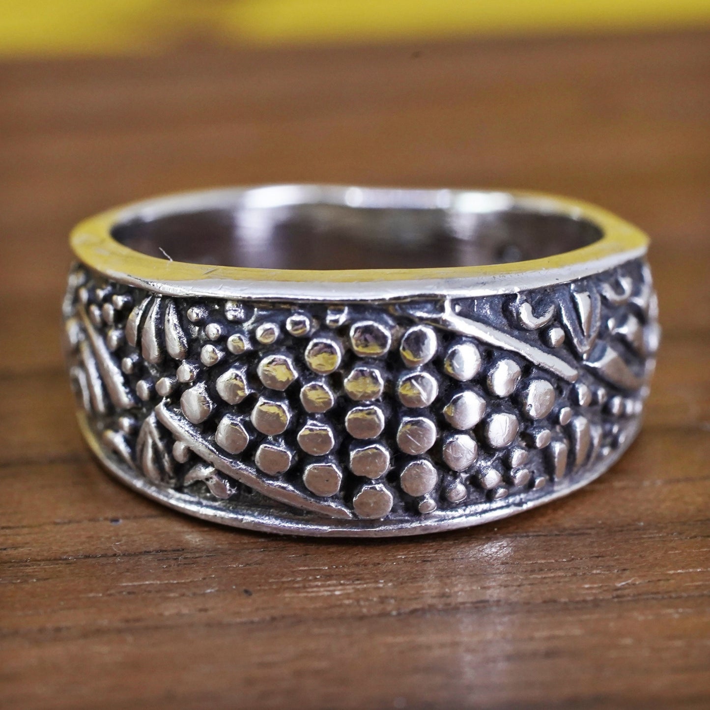 Size 6.75, VTG mexico Sterling 925 silver handmade ring, 925 modern beads band
