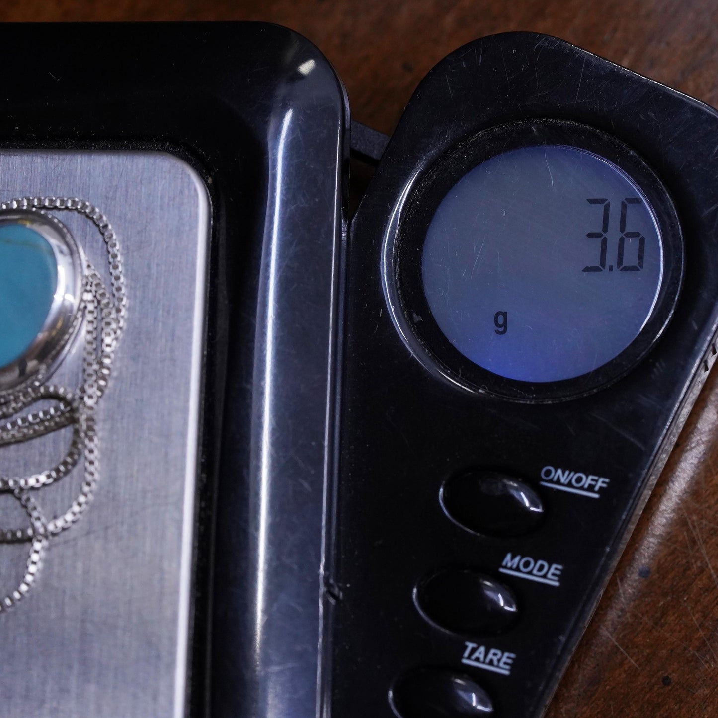 18”, Native American Sterling 925 silver box chain necklace turquoise pendant