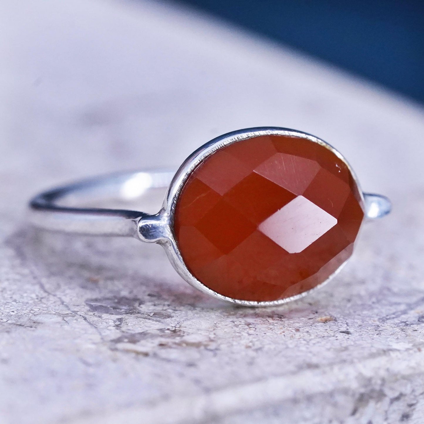 Size 5, vintage Sterling Silver 925 Red Carnelian handmade Ring