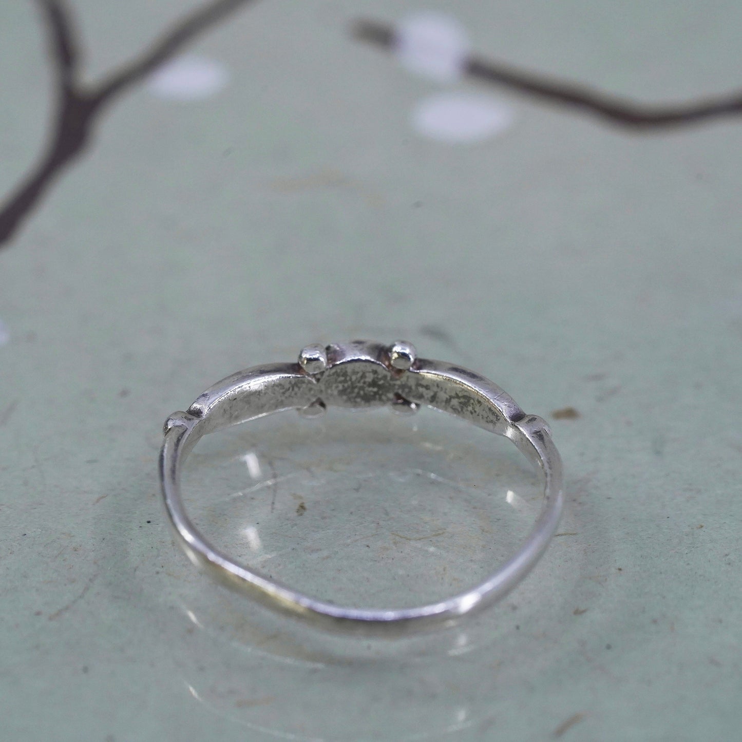 Size 5.5, vintage sterling silver handmade ring, 925 thin stackable band