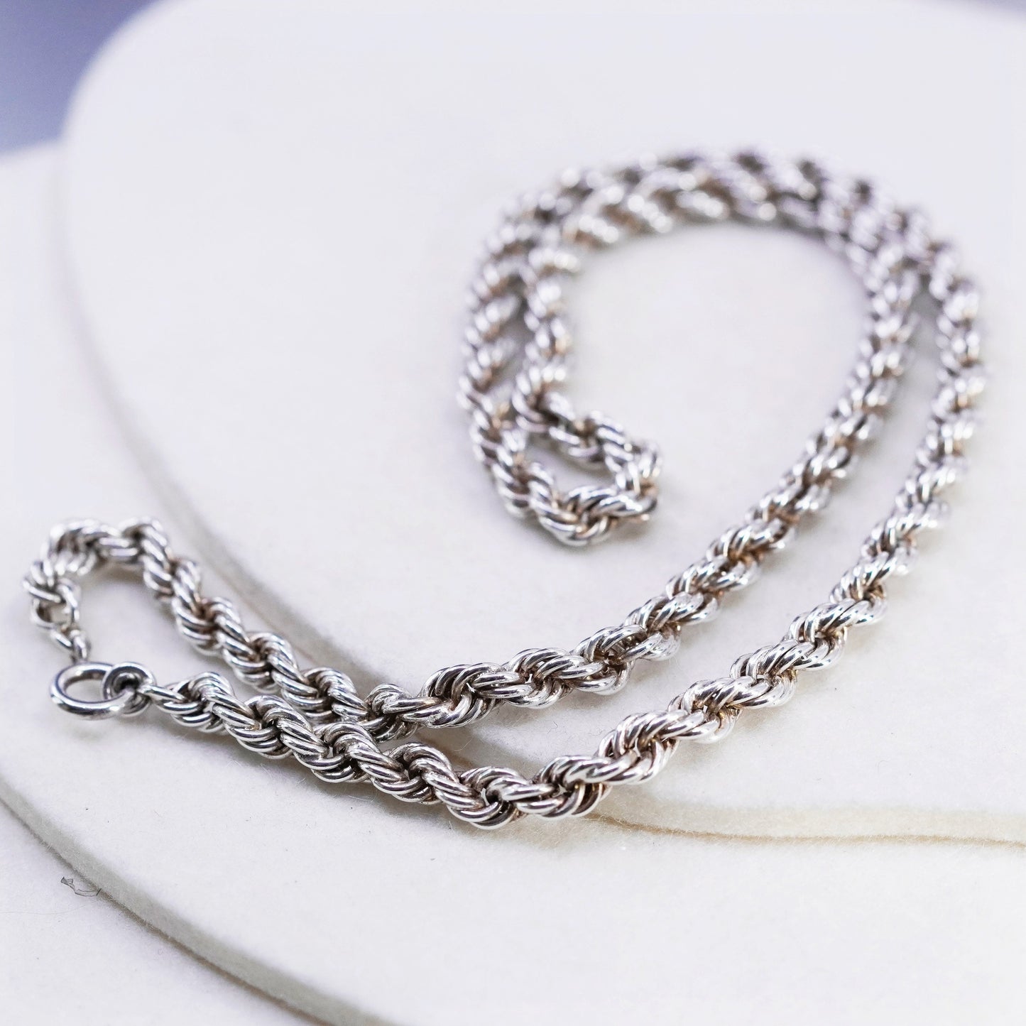 24” 7mm, vintage Sterling 925 silver bold rope chain necklace