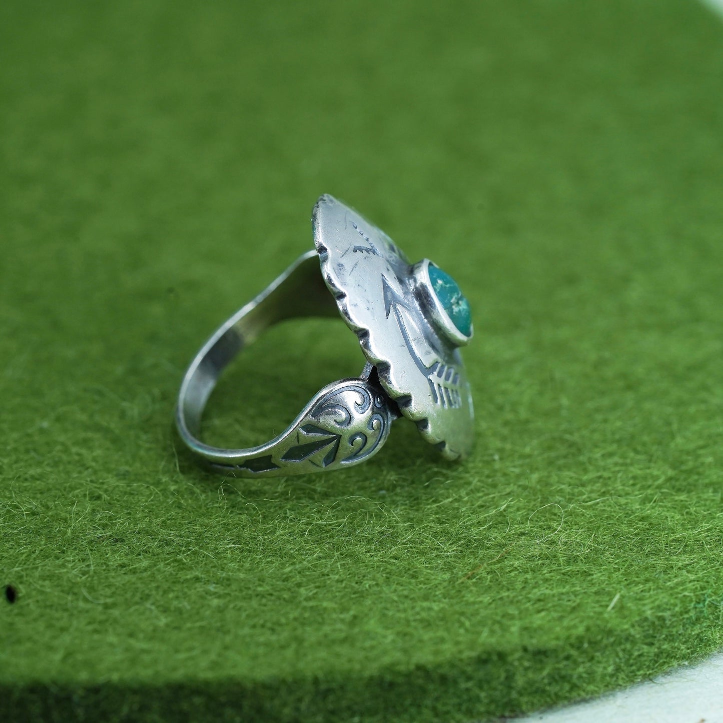 sz 4.5, Native American sterling silver ring, 925 band turquoise, Southwestern