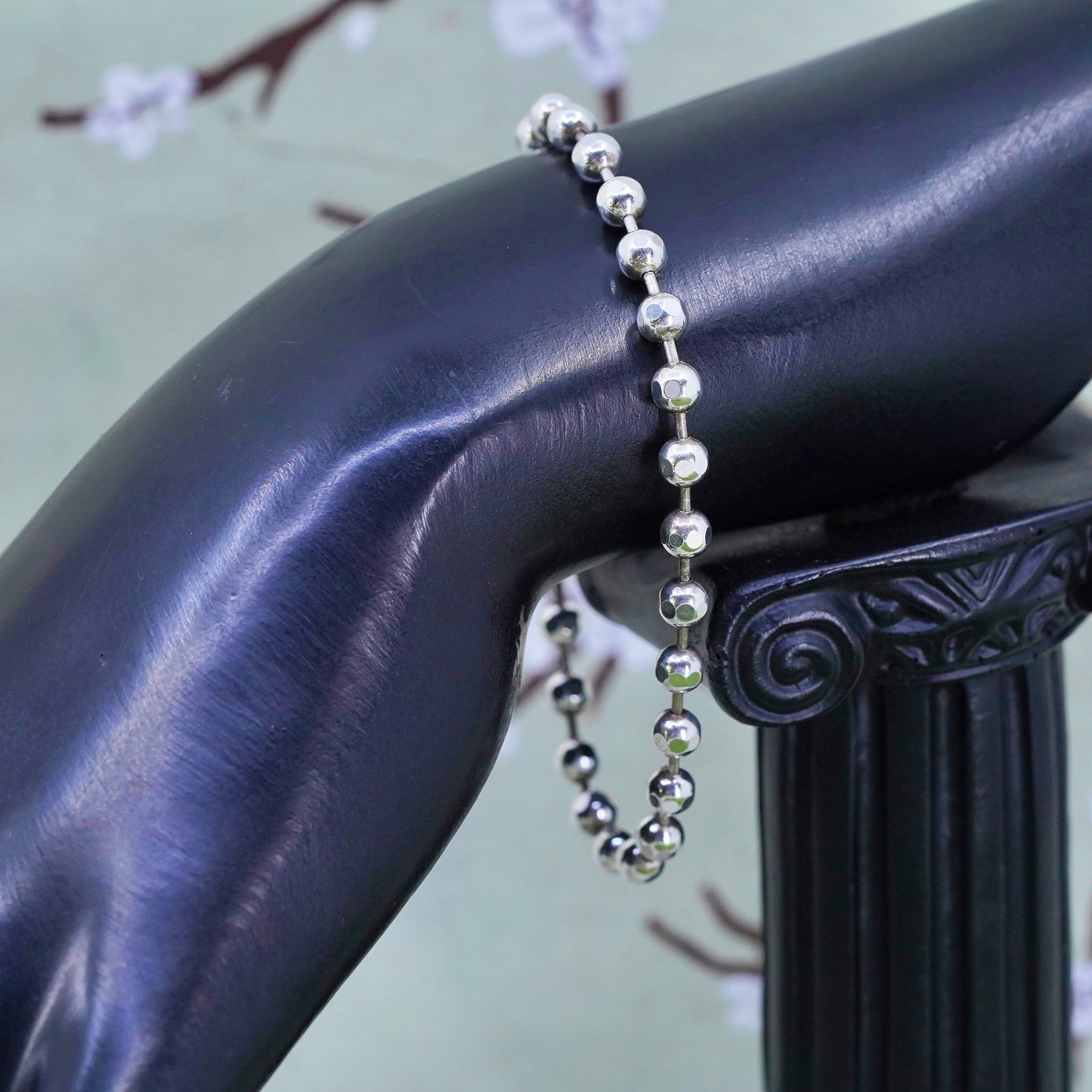 7.25” 5mm, Vintage sterling silver bracelet, 925 5mm bead chain