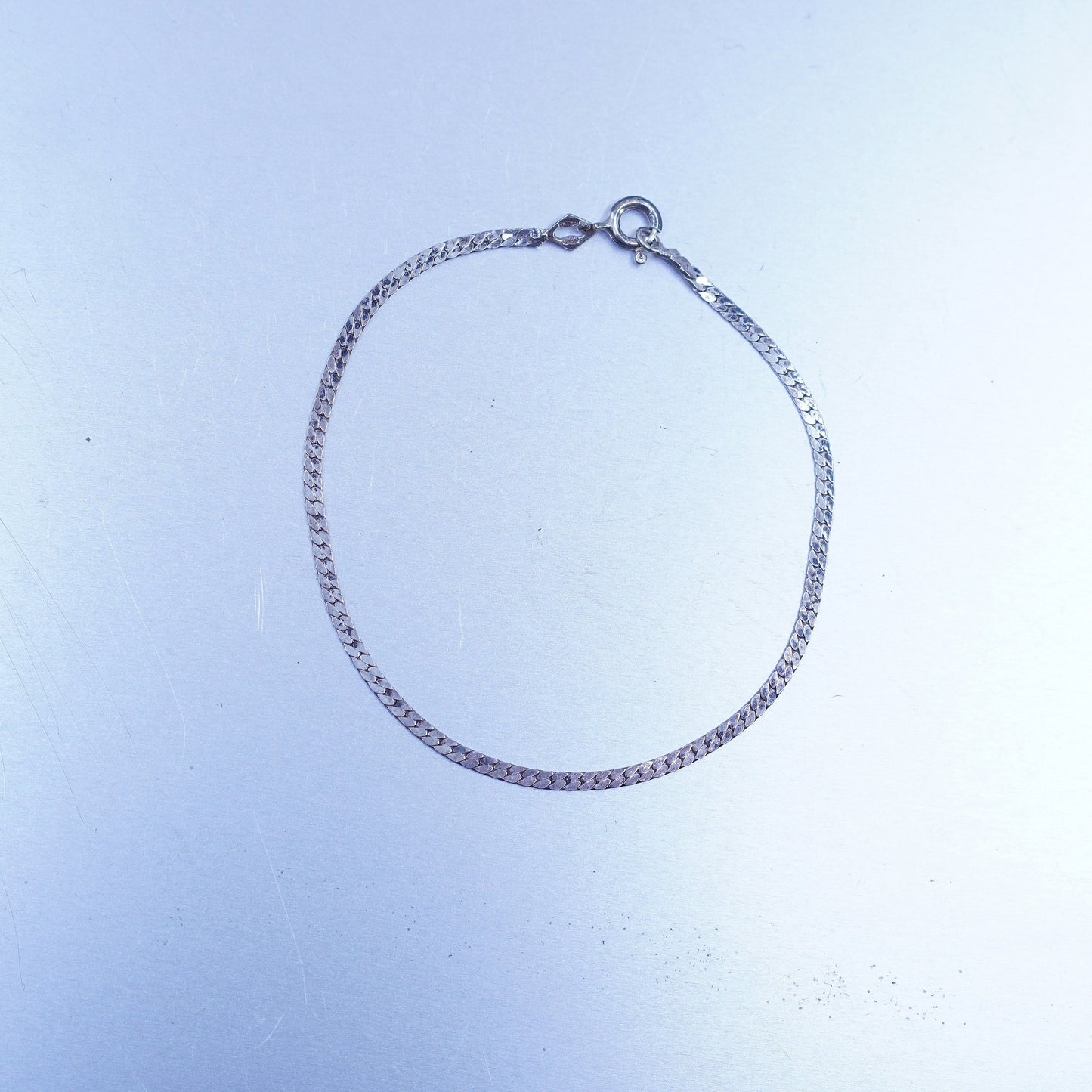 7.5”, 2mm, Vintage Italy Sterling 925 silver bracelet, herringbone