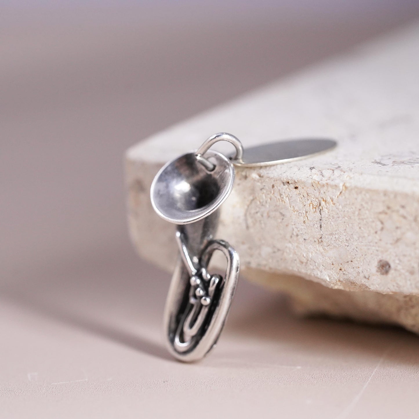 Vintage Sterling 925 silver handmade pendant, Oklahoma saxophone charm