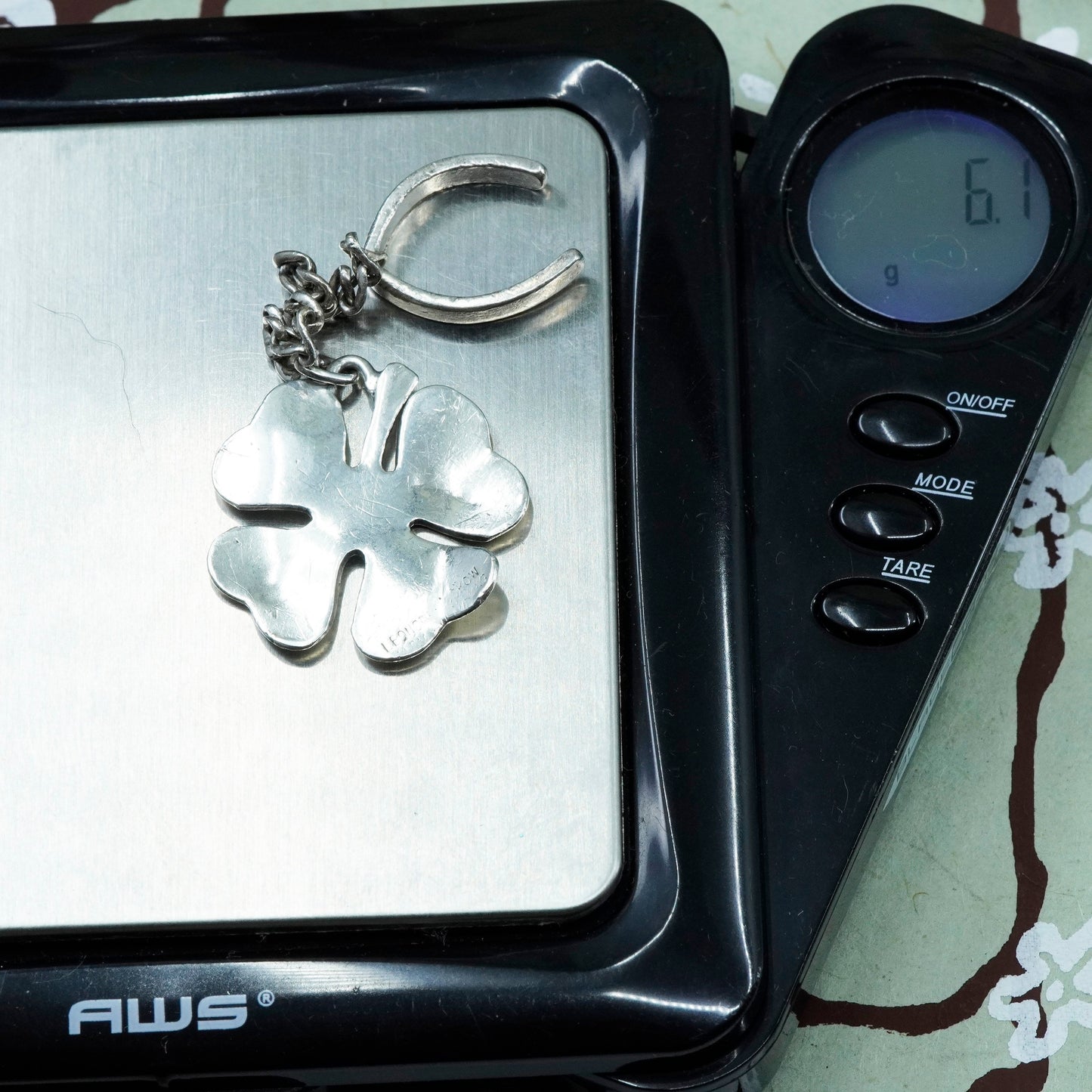 Vintage sterling silver handmade pendant, 925 clover pendant