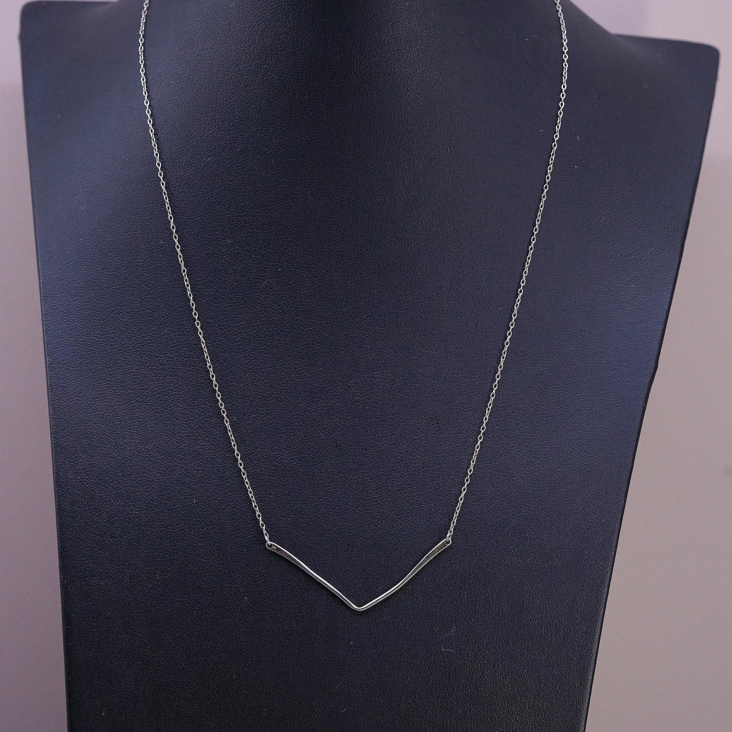 16+2" vermeil gold tone Sterling silver necklace, 925 circle V shaped pendant