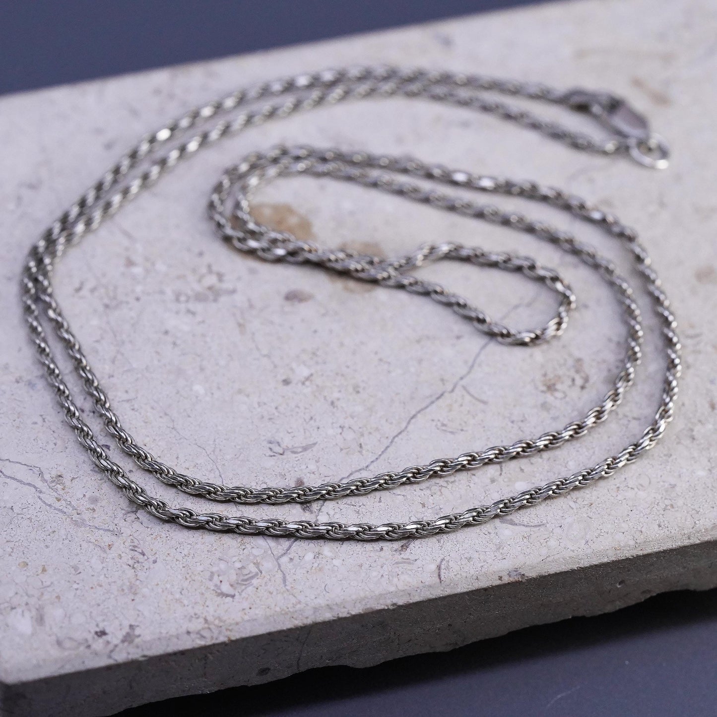 30" 2mm, vintage Sterling silver handmade necklace, 925 rope chain