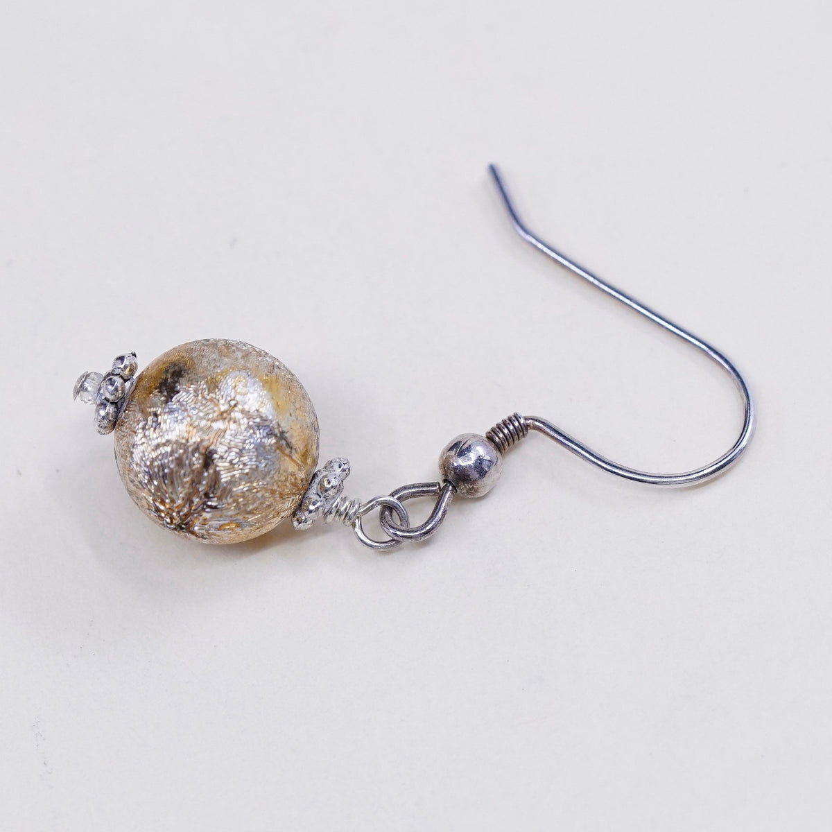 Vintage sterling silver handmade earrings, 925 beads dangles