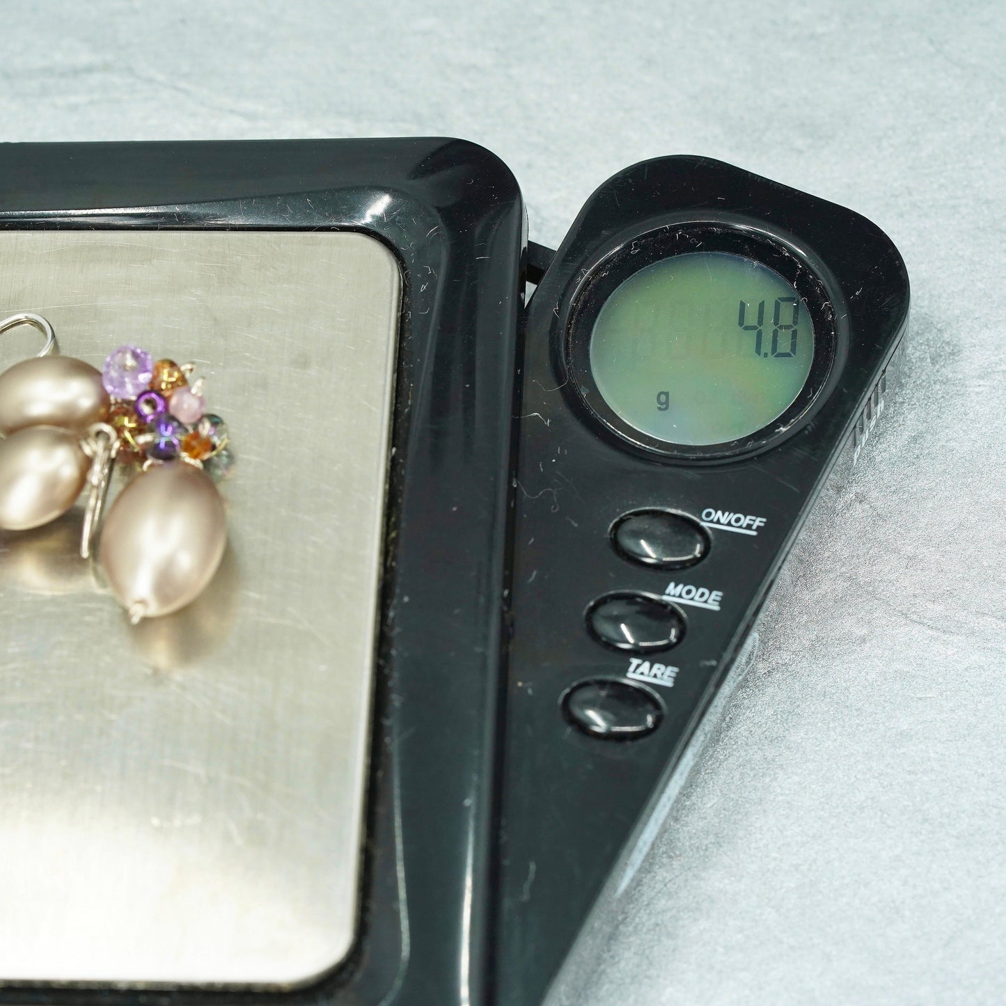Vintage Sterling 925 silver handmade earrings with faux cluster golden pearl