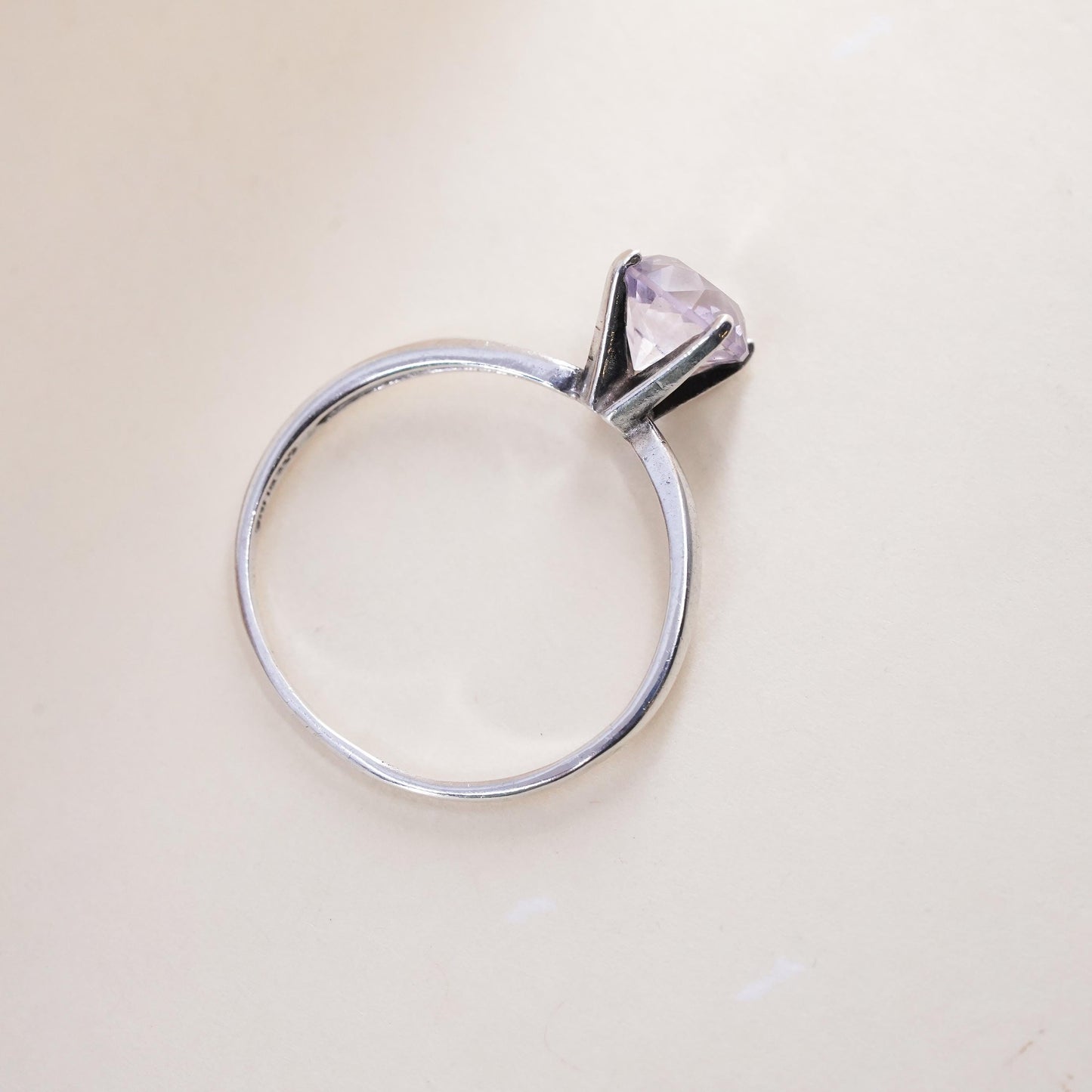Size 9.5, vintage Sterling 925 silver engagement ring with round cut cz