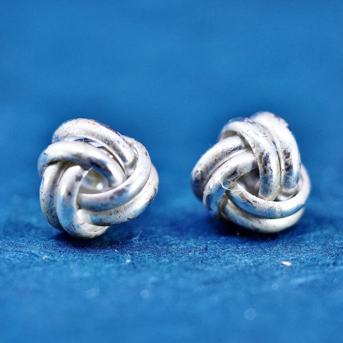 Vintage Sterling silver handmade earrings, 925 entwined studs