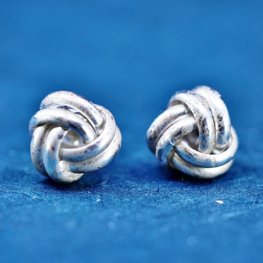 Vintage Sterling silver handmade earrings, 925 entwined studs