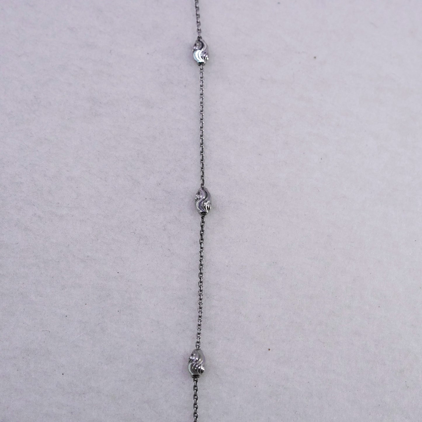 24” 1mm, vintage Italy Sterling 925 silver circle chain necklace with beads