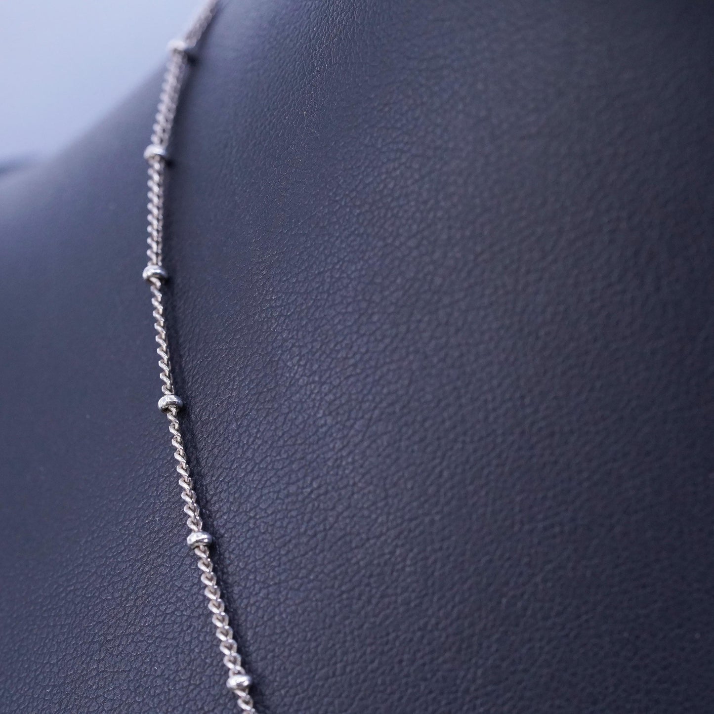 18” 2mm, vintage Italian Sterling 925 silver twisted curb chain necklace beads
