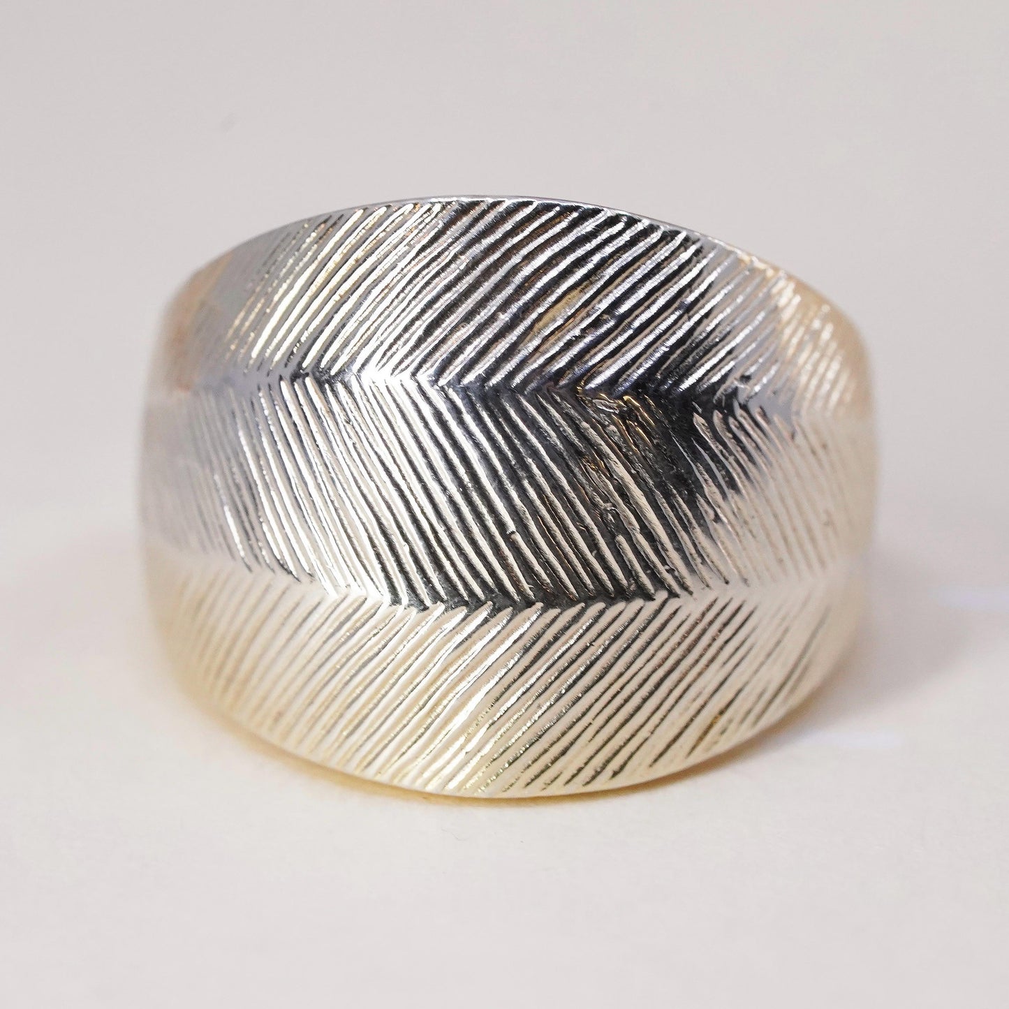 Size 7.25, Vermeil gold over sterling silver textured band ring, love more