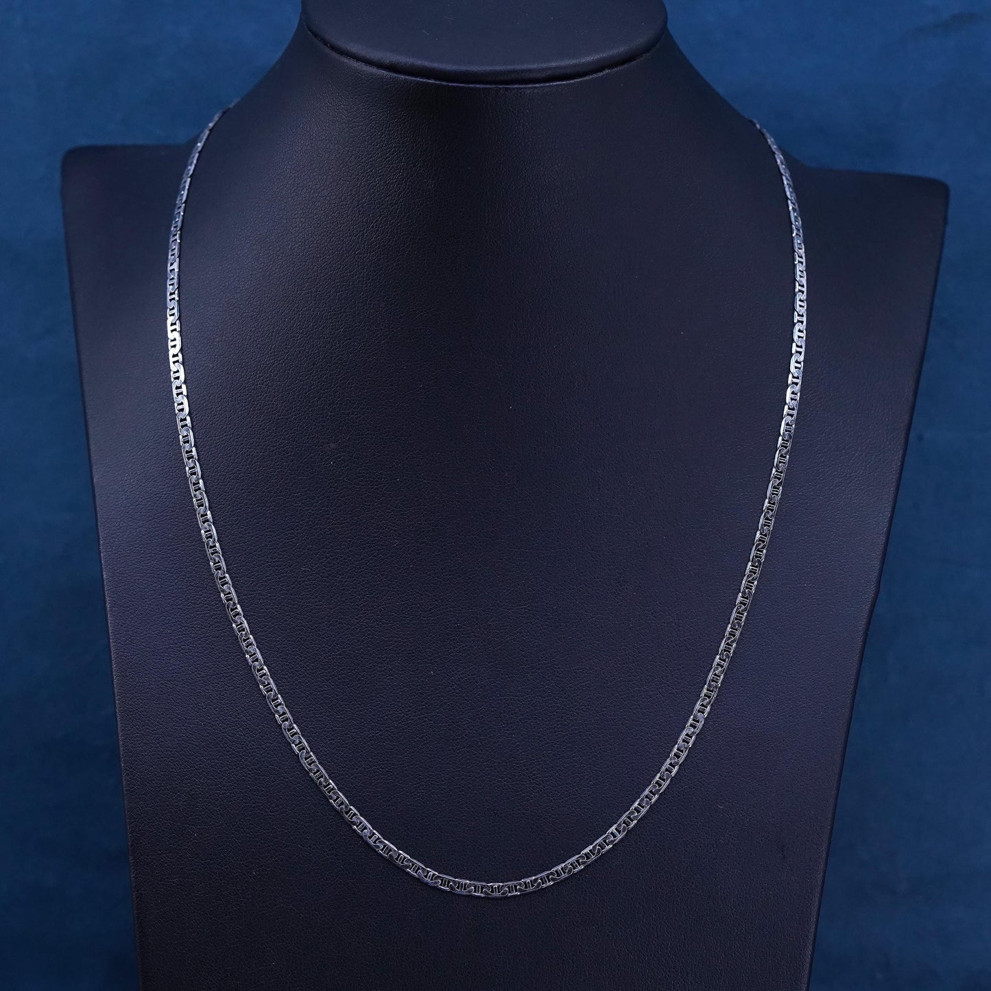 20" 3mm, vintage Sterling silver handmade necklace, 925 anchor link chain