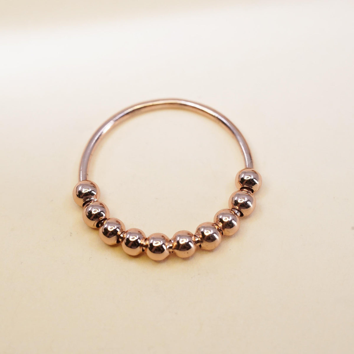 Size 6, vintage rose gold over sterling 925 silver handmade ring, bead band