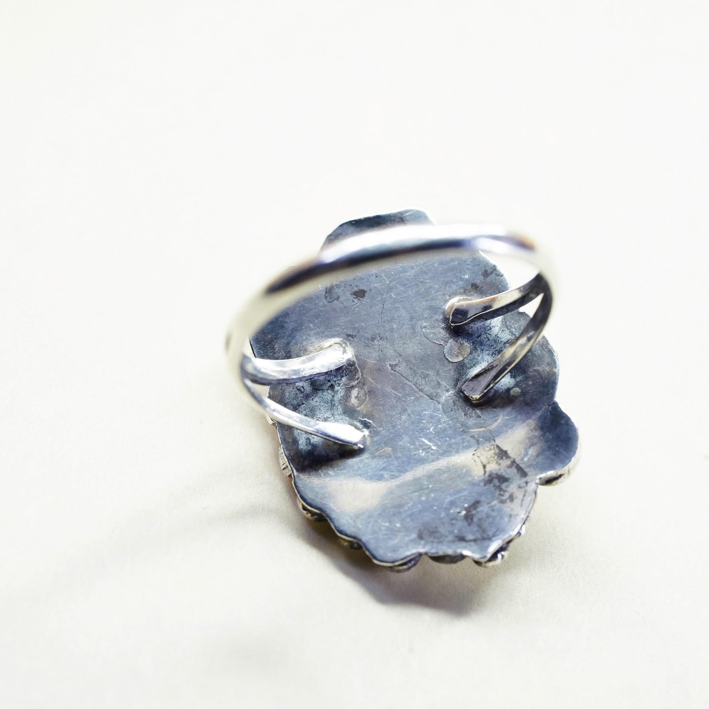 Size 8, Native American Les Hill sterling 925 silver ring turquoise feather