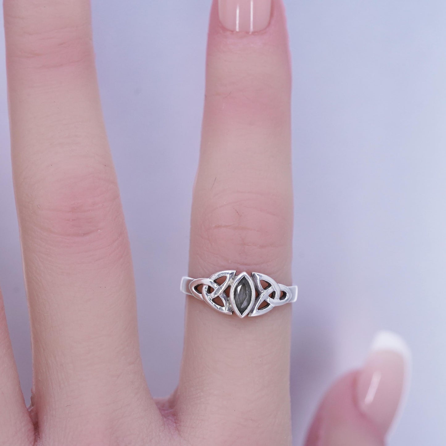 Size 7, Sterling 925 silver handmade ring, Irish Celtic knot textured band