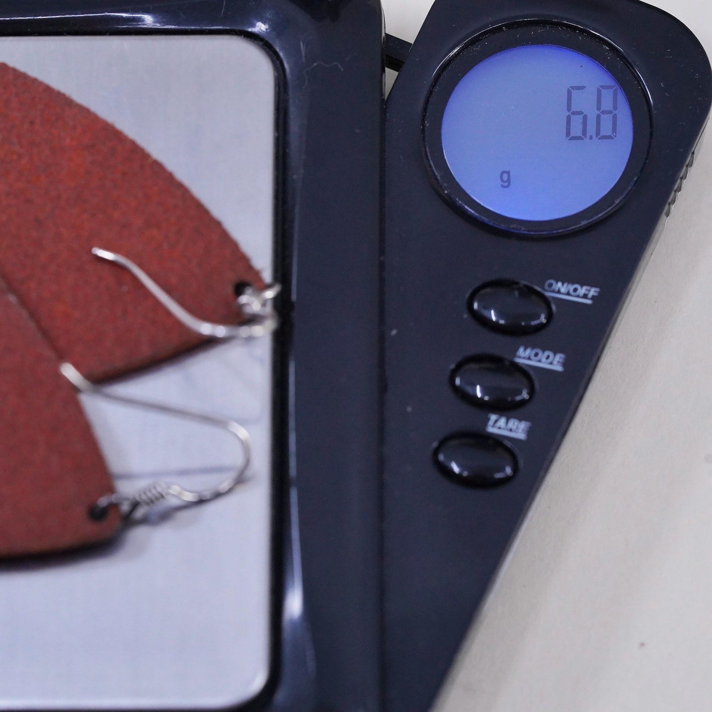 Vintage 925 Sterling Silver handmade Earrings with red leather teardrop