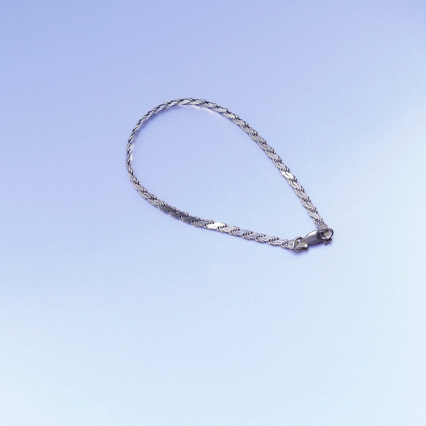 6.5”, vermeil gold over Italy Sterling 925 silver bracelet flatten nugget chain