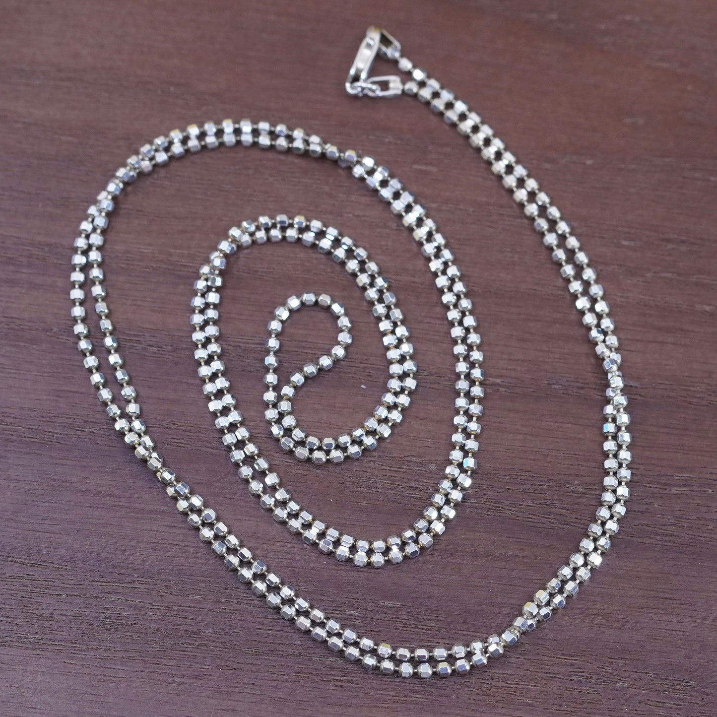40”, vintage Italy Milor Sterling silver beads necklace, 925 extra long chain