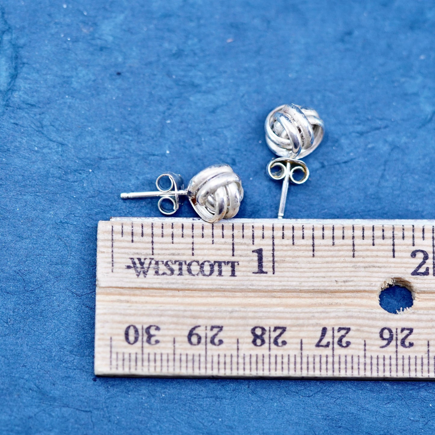 Vintage Sterling silver handmade earrings, 925 entwined studs