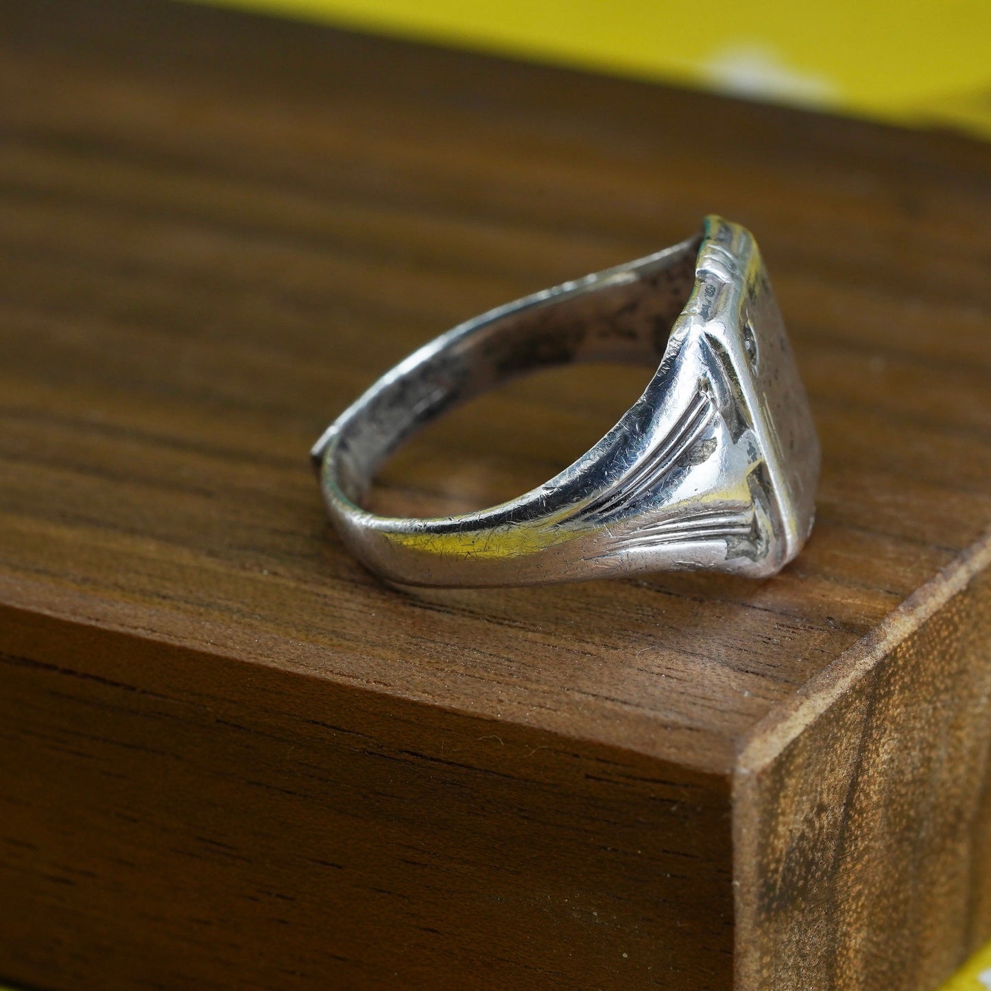 Size 9, vintage Sterling 925 silver handmade ring blank monogram band