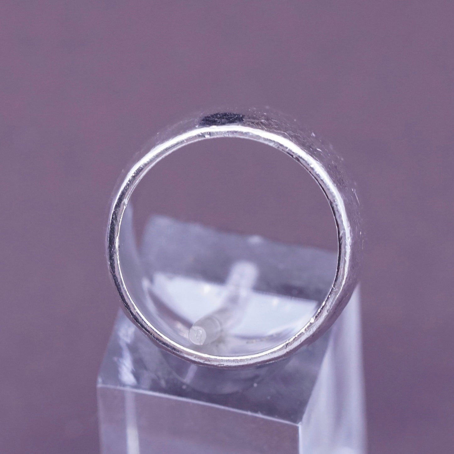 Size 6.75, vintage Sterling silver handmade ring, hammered 925 wide band
